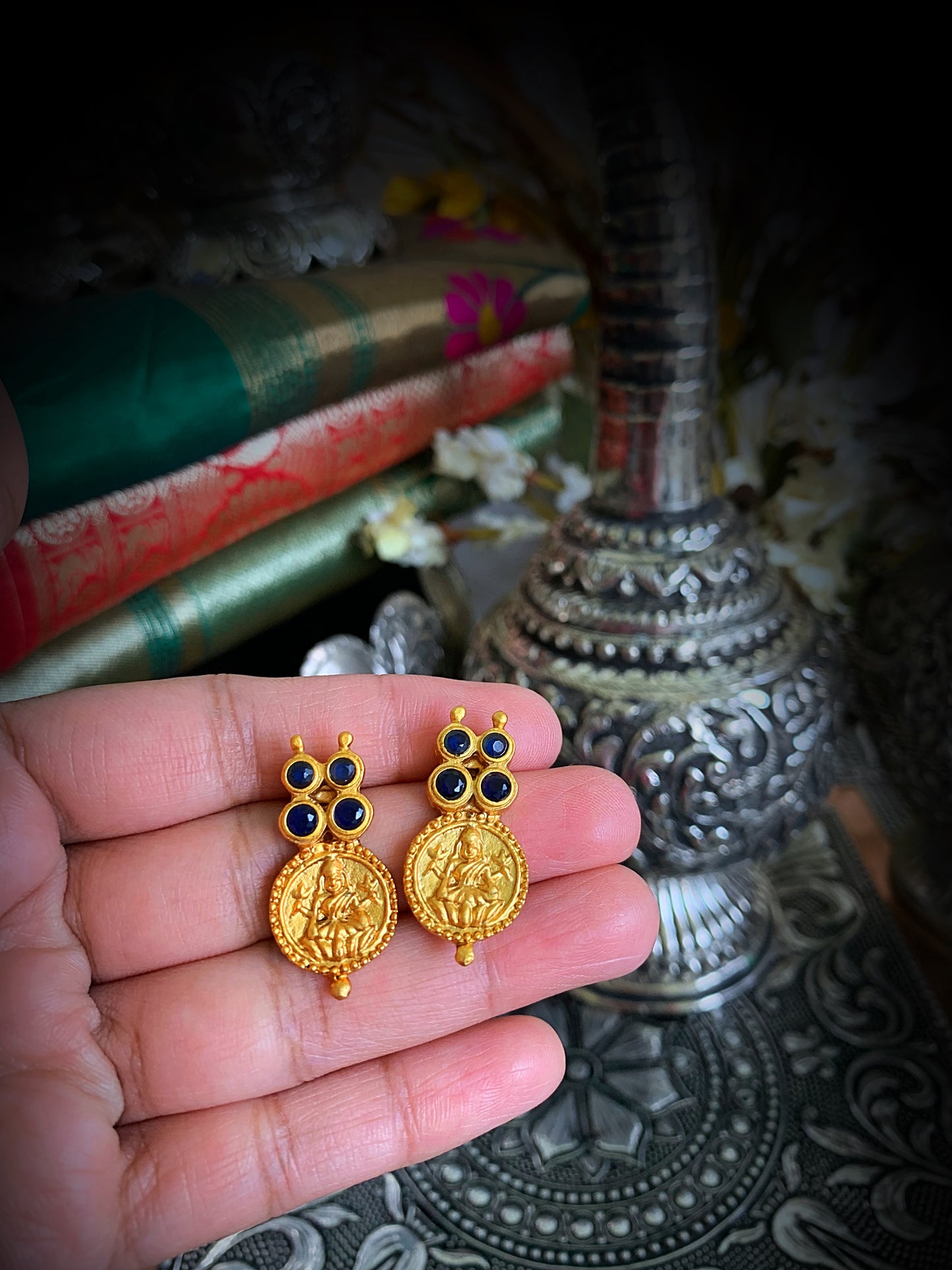 Navy blue kasu studs
